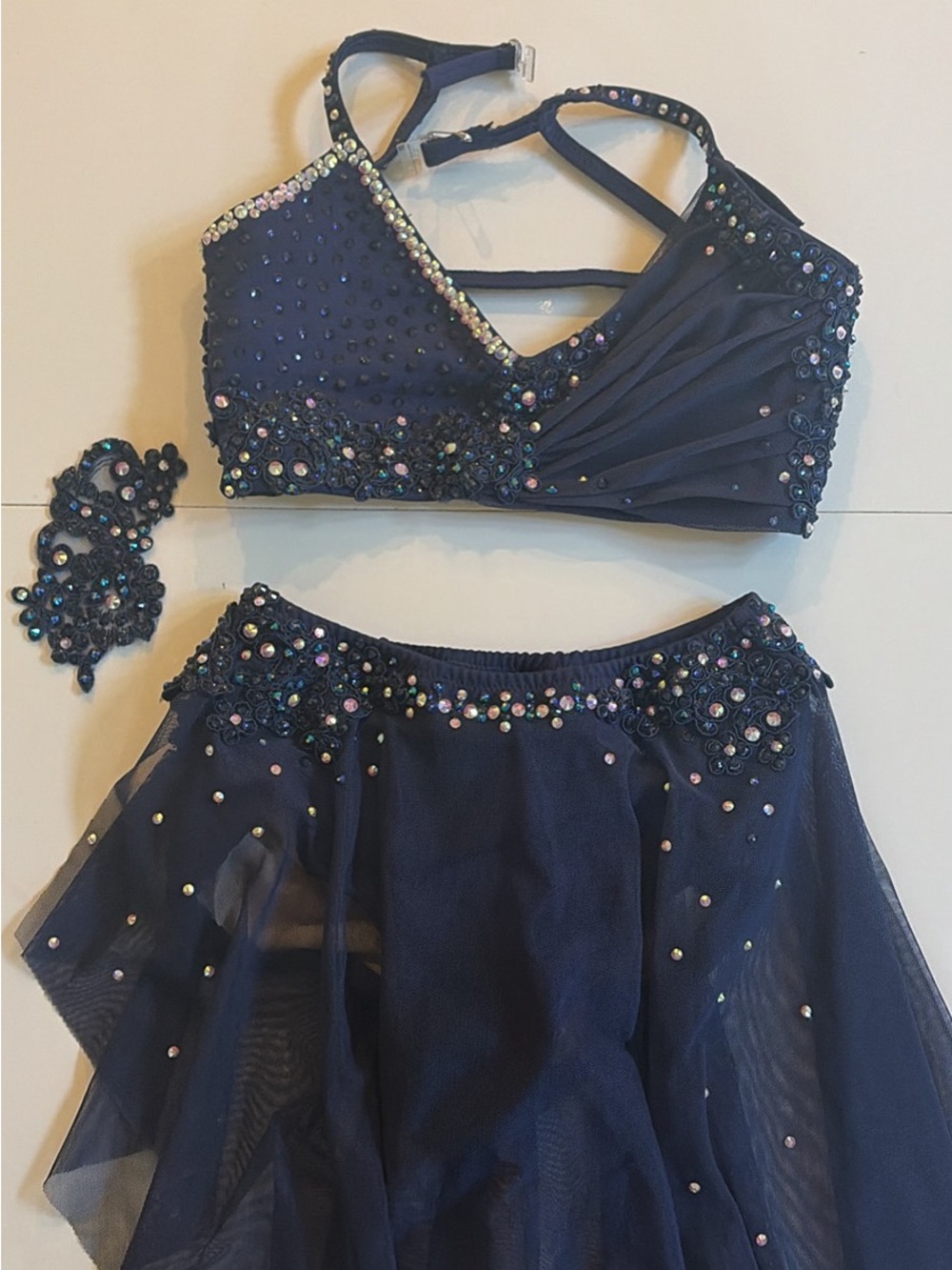 Embellished Navy Two-Piece Dance Set - Girls two piece lyrical costume